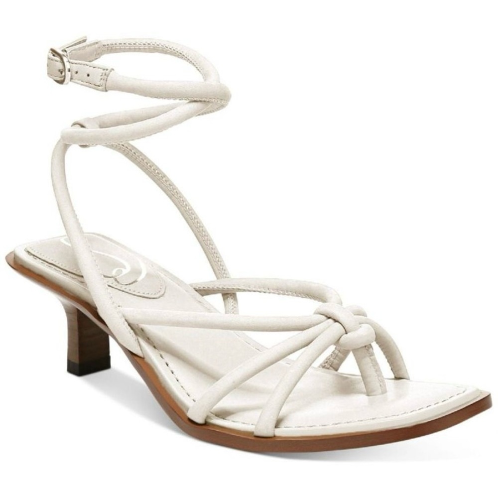 Sam Edelman Dia White Leather Ankle Strap Heels Sandals